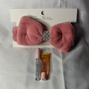Pink Glam Spa Headband and Lip Bundle NWOT
